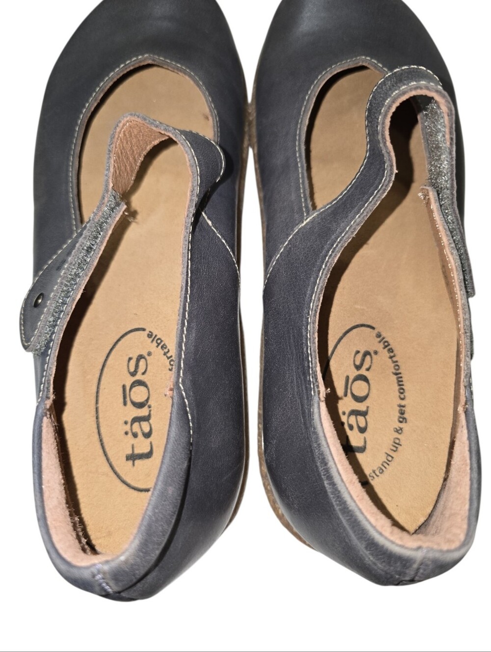 Taos Women's Ultimate Leather Mary Jane Shoes Grey 38 7-7.5 Orthotic LIKE NEW - Picture 4 of 8